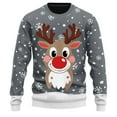 thumbnail image 1 of Mens Christmas Sweaters Funny Reindeer Print Long Sleeve Pullover Sweaters Crewneck Holiday Winter Warm Cozy Xmas Gifts Sweaters for Men, 1 of 4