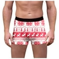 thumbnail image 1 of Mens Christmas Underwear Funny Novelty Holiday Boxers Briefs Sofy Comfy Cartoon Printed Underpants Men Lingerie, B08 Watermelon Red, Size XXL, 1 of 6