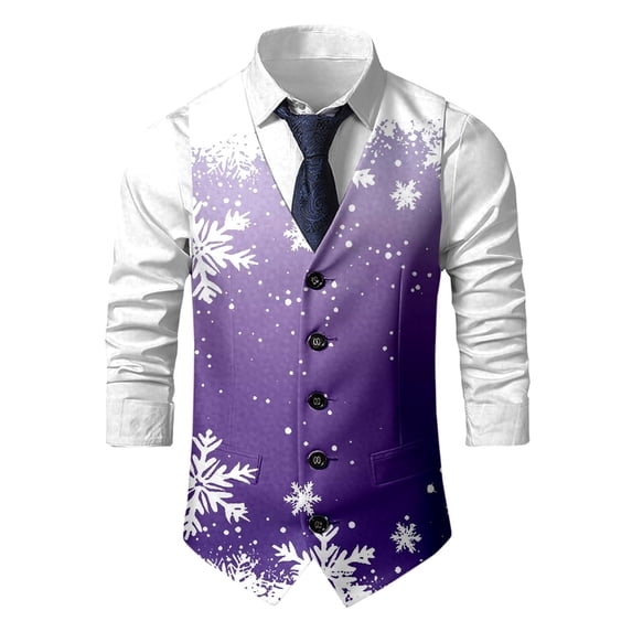 Mens Christmas Vest Outerwear Holiday Gatherings Casual Stylish Layering Piece Every Occasion Light Purple Size L