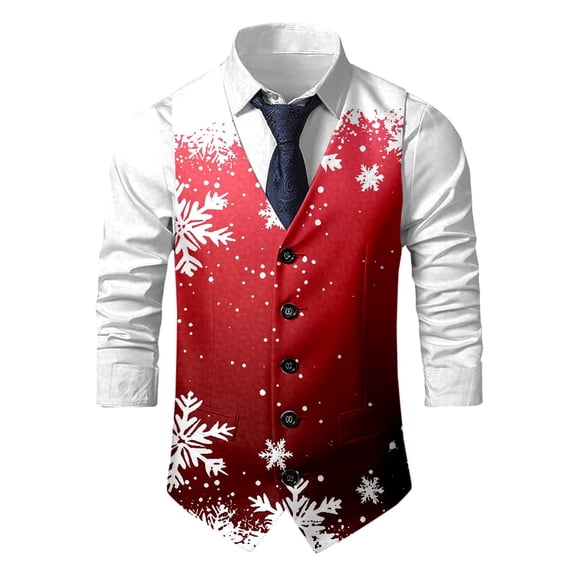 Mens Christmas Vest Outerwear Holiday Gatherings Casual Stylish Layering Piece Every Occasion Red Size M