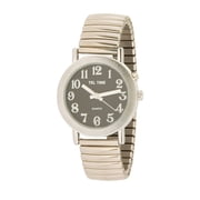 Mens Chrome Expansion One Button Talking Watch - Black Face