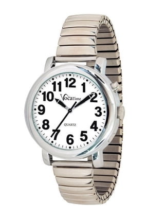 Mens Chrome Talking Watch - Stainless Steel Expansion
