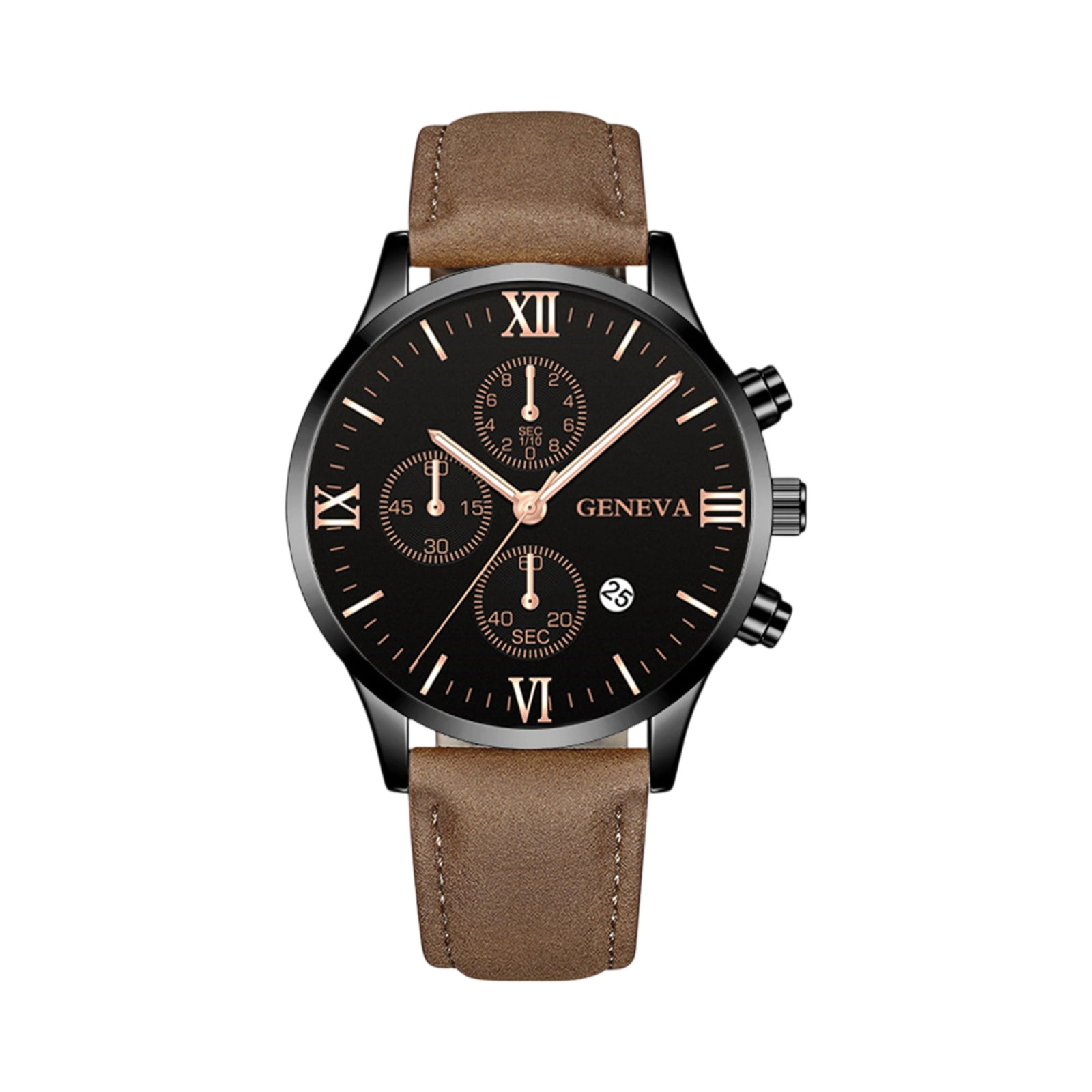 mens leather dress watches Analog Wrist Watches for Men: Leather Mens Dress Watch - 24 Hour All/Black