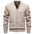 thumbnail image 1 of Mens Chunky Knit Cardigans Long Sleeve Button up Sweater Slim-Fit Dressy Casual Collared Cardigan Sweater M, Beige, 1 of 7