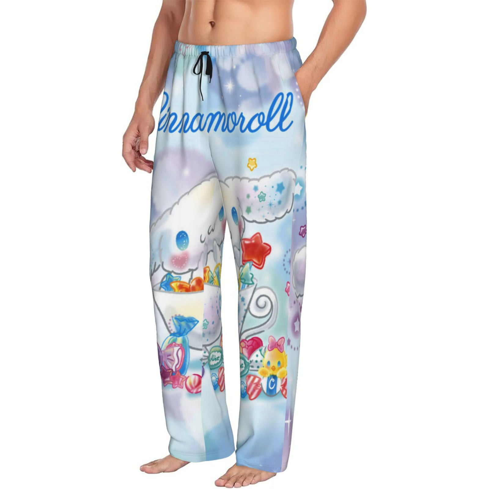 YYZZH Pink Cherry Pattern Men's Pajama Pants Sleepwear