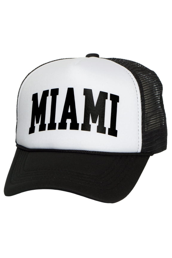 Mens City Trucker Hats - US Cities Collection Snapback Cap, Miami
