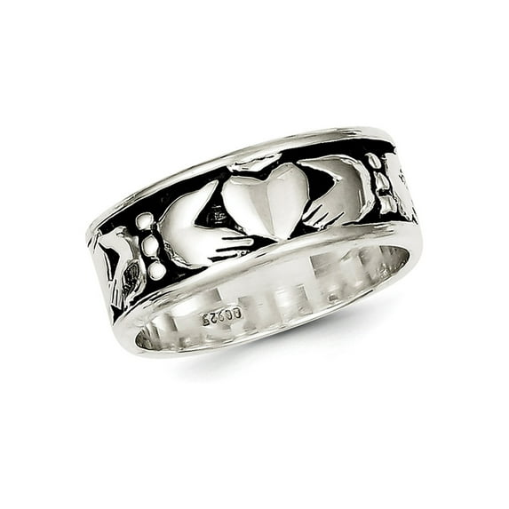 Gem & Harmony Mens Claddagh Ring in Sterling Silver for Men