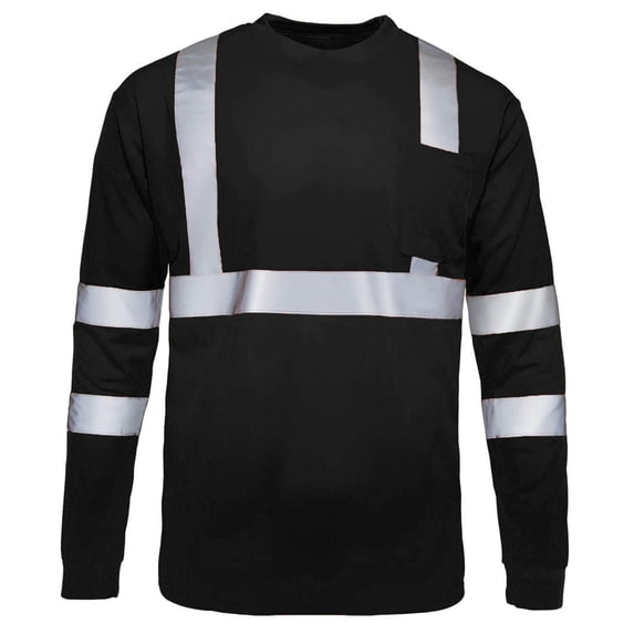 Mens Class 3 Safety Shirt Long Sleeve High Visibility Reflective Breathable Hi Vis Work Tee Construction Warehouse