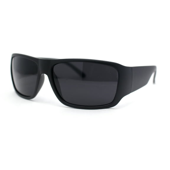 Mens Classic 90s Mad Dog Gangster Narrow Rectangle Plastic Sunglasses Matte Black - Black