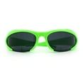 thumbnail image 1 of Mens Classic 90s Oval Cropped Bottom Wrap Around Sport Plastic Sunglasses Green - Black, 1 of 8