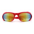 thumbnail image 1 of Mens Classic 90s Oval Cropped Bottom Wrap Around Sport Plastic Sunglasses Red - Orange Mirror, 1 of 8