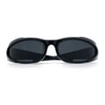 thumbnail image 1 of Mens Classic 90s Oval Cropped Bottom Wrap Around Sport Plastic Sunglasses Shiny Black - Black, 1 of 8