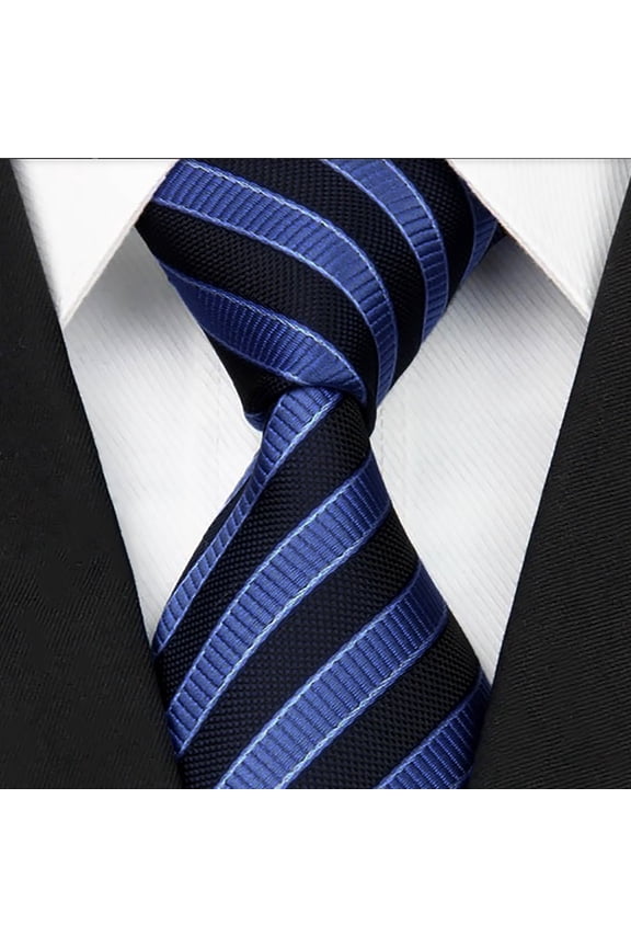 Mens Classic Blue Business and Formal Neck Tie, Wide Width