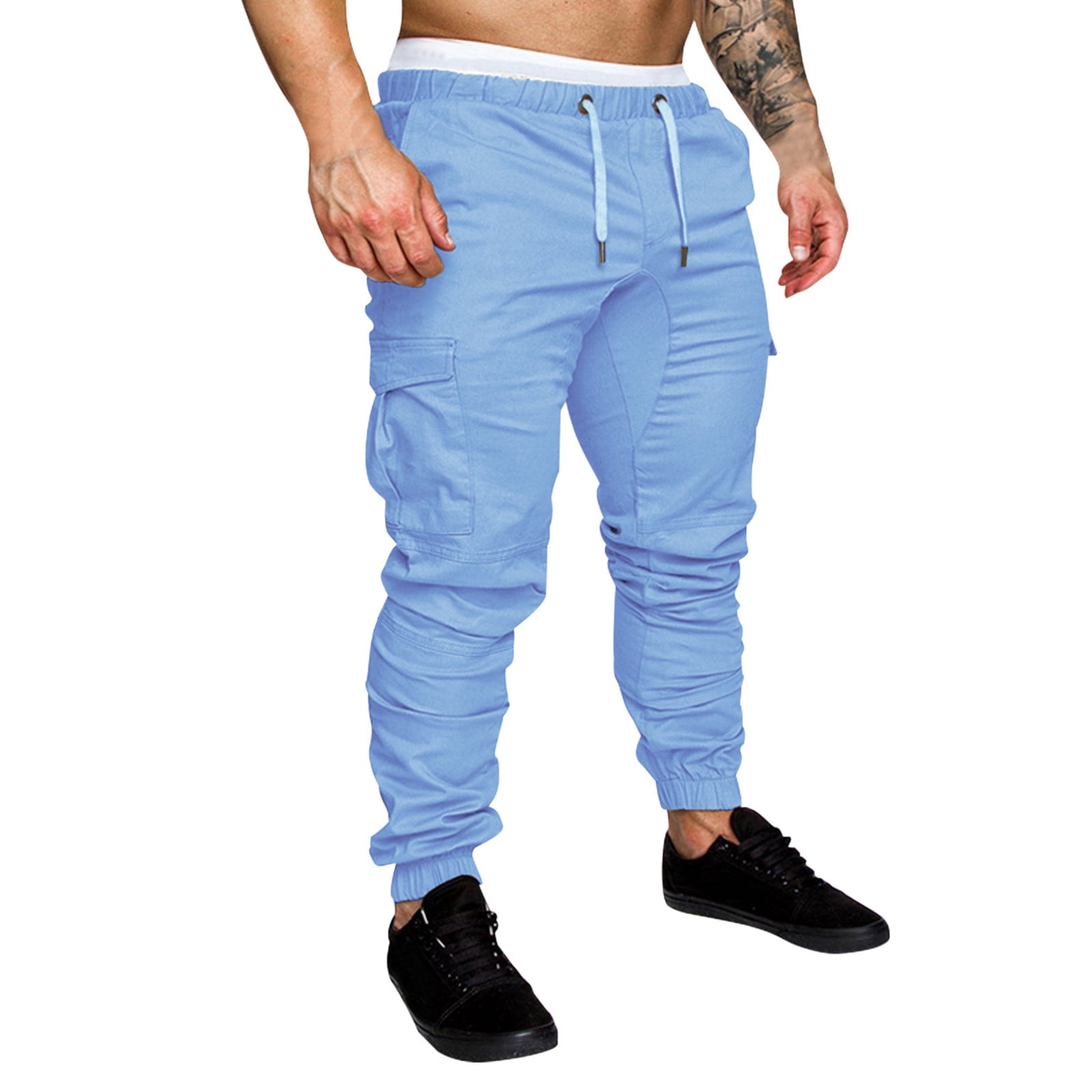 Mens Classic Cargo Pants Relaxed Fit Cargo Pant Solid Light Blue
