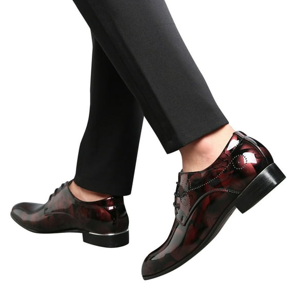 Mens Classic Derby Shoes Slip On Breathable Formal Shoes Non Slip Leather Business Work Shoes