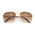 thumbnail image 1 of Mens Classic Double Bridge Rectangular Metal Rim Mobster Sunglasses Gold - Brown, 1 of 7