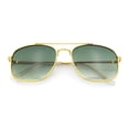 thumbnail image 1 of Mens Classic Double Bridge Rectangular Metal Rim Mobster Sunglasses Gold - Green, 1 of 7