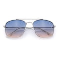 thumbnail image 1 of Mens Classic Double Bridge Rectangular Metal Rim Mobster Sunglasses Silver - Blue Pink, 1 of 7