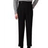 Mens Classic Fit Dress Pant Casual Flat Front Pant Elastic Waist Full Length Pants Black