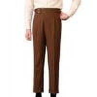 Mens Classic Fit Dress Pant Casual Flat Front Pant Elastic Waist Full Length Pants Brown