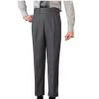 Mens Classic Fit Dress Pant Casual Flat Front Pant Elastic Waist Full Length Pants Dark Gray