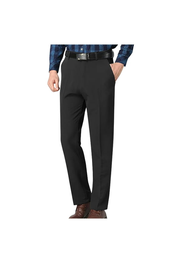 Mens Classic Fit Flat Front Dress Pants Expandable Waist Wrinkle Free Suit Pants for Men