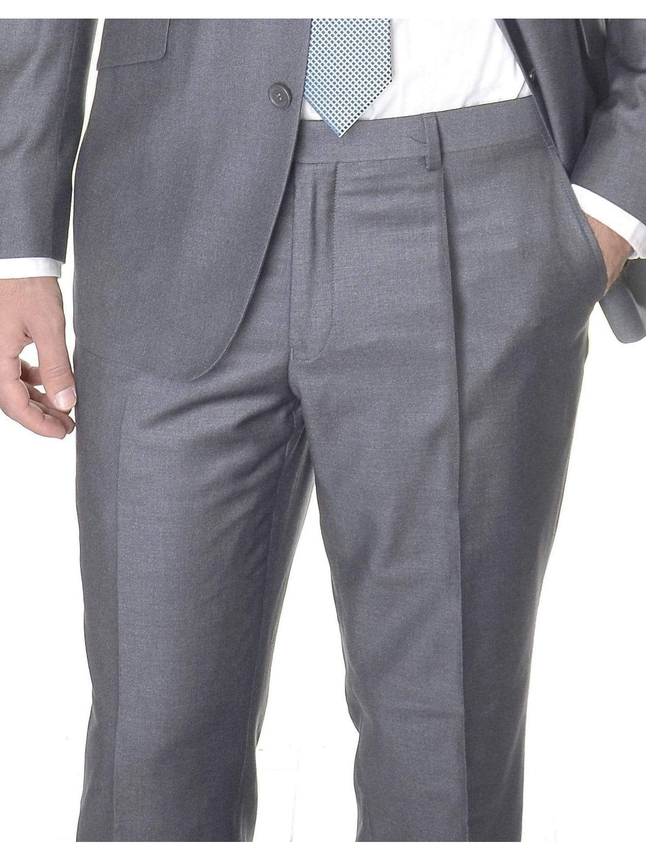 Mens Classic Fit Solid Light Gray Pleated Wool Dress Pants - Walmart.com