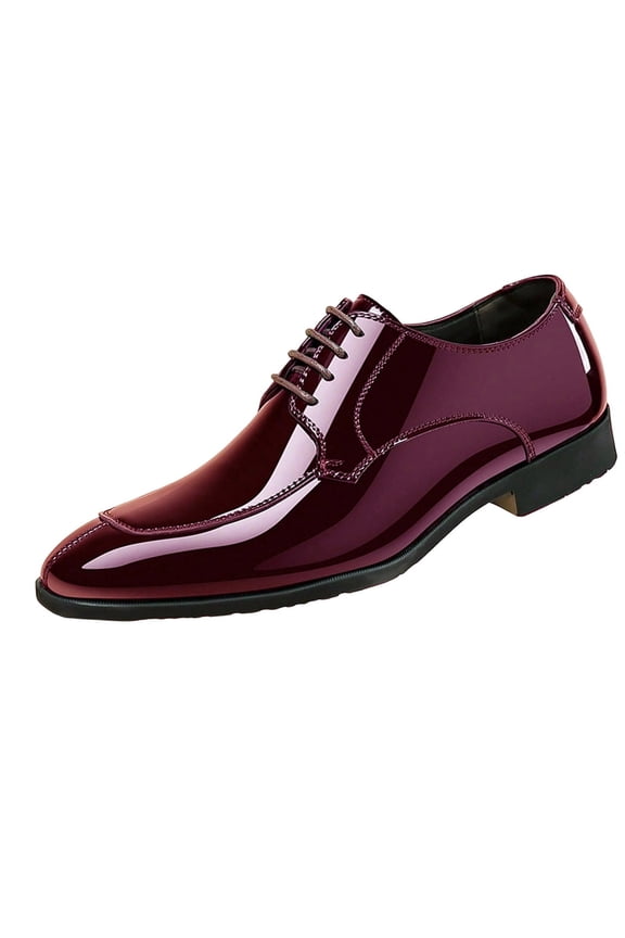 Mens Classic Formal Oxford Lace-up Faux Patent Leather Shoe for Men Business Wedding Suit Tuxedo Dress Shoes Mens Dress Shoes Formal Business Oxford Shoes for Men Tuxedo Dress Shoes for Men