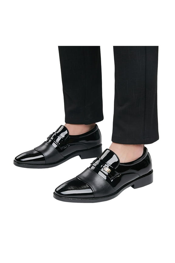 Mens Classic Formal Oxford Lace-up Patchwork Leather Shoe for Men Business Wedding Suit Tuxedo Dress Shoes