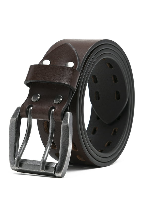 Mens Classic Genuine Leather Belt Jeans Solid Belts for Men 1.5inch Width