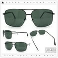 thumbnail image 1 of Mens Classic Iconic Rectangle Metal Rim Officer Agent Spring Hinge Sunglasses Gunmetal - Green, 1 of 8