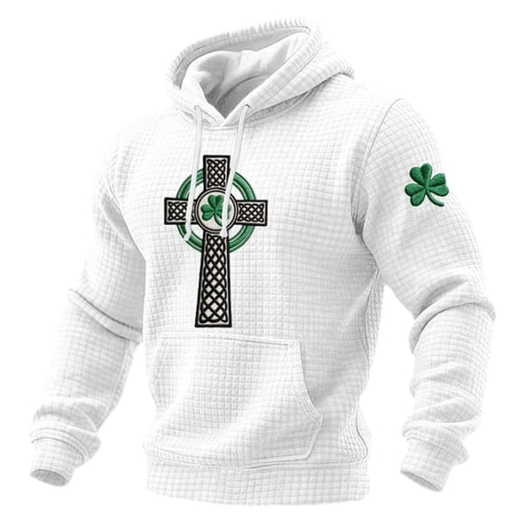 Mens Classic Irish Knit Hoodie With Pattern Sweatshirt Clothes