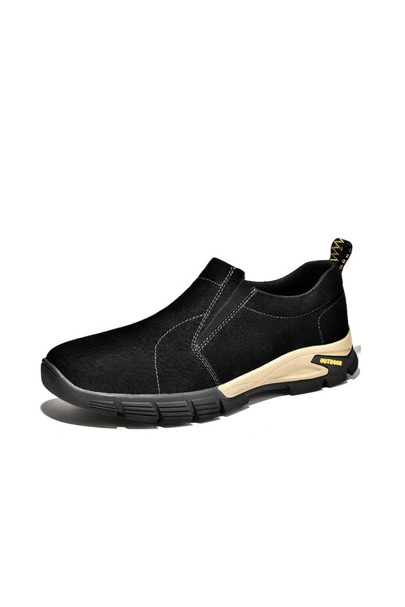 Mens Classic Loafers Non-slip Casual Walking Shoes Lightweight Outdoor Shoes Breathable Comfortable Work Shoes Black 6.5 US