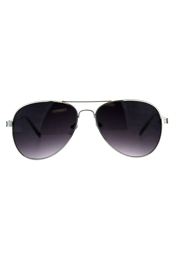 Mens Classic Luxury Designer Pilots Officer Metal Rim Sunglasses Silver Smoke