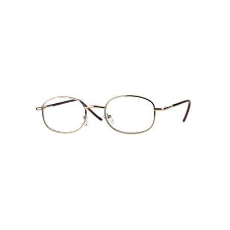Mens Classic Metal Rim Rectangular Bifocal Reading Eye Glasses Gold 2.5