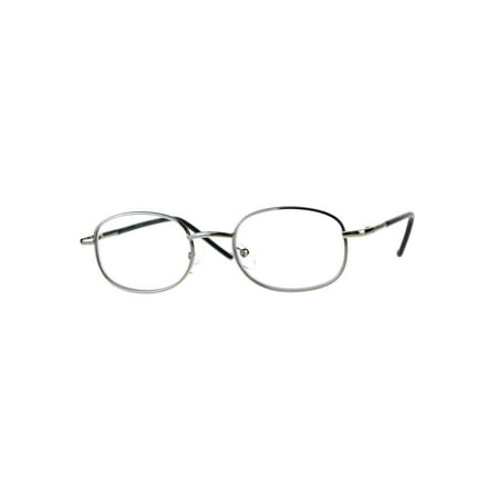 Mens Classic Metal Rim Rectangular Bifocal Reading Eye Glasses Silver 2.75