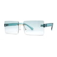 thumbnail image 1 of Mens Classic Minimal Thin Rectangle Rimless Sunglasses Green, 1 of 4