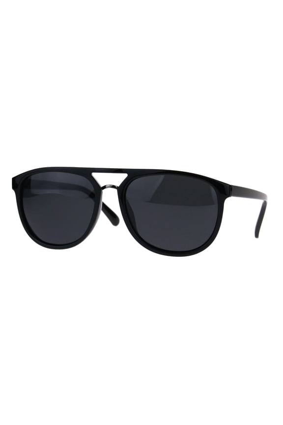 Mens Classic Mod Thin Plastic Racer Pilots Sunglasses All Black