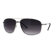 Mens Classic Narrow Rectangle Airforce Officer Style Bifocal Lens Sunglasses Silver Smoke +1.5