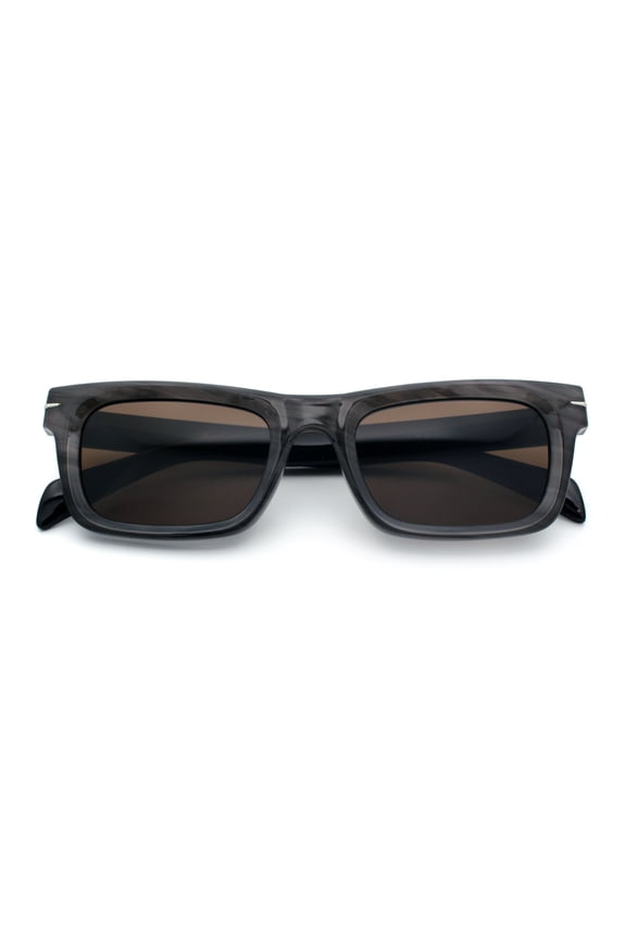 Mens Classic Narrow Rectangle Horn Rim Hipster Hustler Dad Shade Sunglasses Slate - Brown