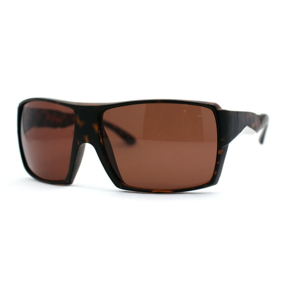 Mens Classic Oversize Rectangle Skater Sport Sunglasses Matte Tortoise Brown