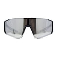 thumbnail image 1 of Mens Classic Oversized Block Shield Rimless Plastic Sport Sunglasses Black Silver Mirror, 1 of 4