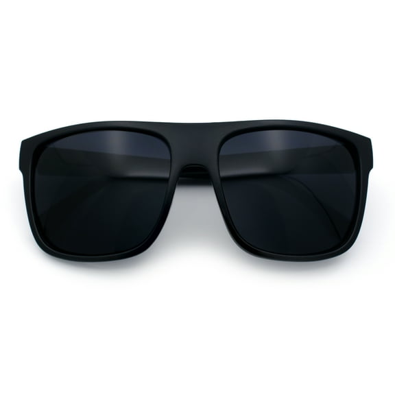 Mens Classic Oversized Flat Top Horn Rim Plastic Biker Sunglasses Matte Black