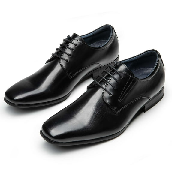 Mens Classic Oxfords Shoes Square Toe Leather Loafers Shoes Lace up Dress Shoes