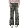 thumbnail image 1 of Mens Classic Plaid Pants Straight Leg Casual Trousers Pleated Front Relaxed Retro Black Pant, 1 of 5