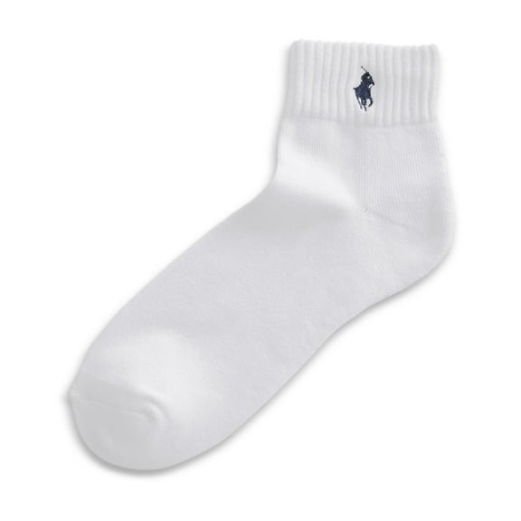 Mens Classic Quarter Socks 6 Pairs, White, Size