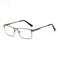 thumbnail image 1 of Mens Classic Rectangle Reading Glasses +1.5, Metal Gunmetal Spring Hinges Classic HD Rimmed Readers 1.5, 1 of 5