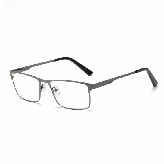 Mens Classic Rectangle Reading Glasses +3.75, Metal Gunmetal Spring Hinges Classic HD Rimmed Readers 3.75