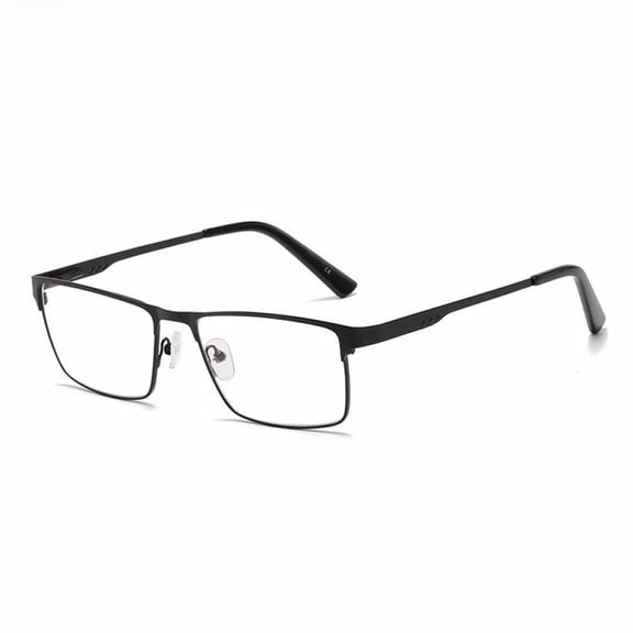 Mens Classic Rectangle Reading Glasses +5.0, Metal Black Spring Hinges Classic HD Rimmed High Power Readers 5.0