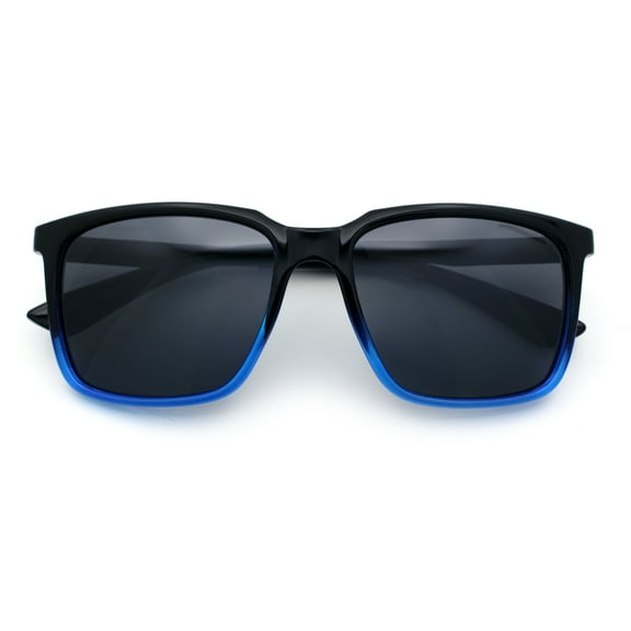 Mens Classic Rectangle Sporty Gentlemanly Plastic Fashion Sunglasses Black Blue - Black
